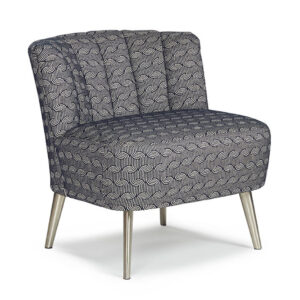 ameretta chair with no arms in printed modern fabric and metal legs