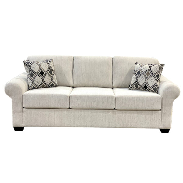 canadian made chicago sofa with traditional rolled arms and 3 seats