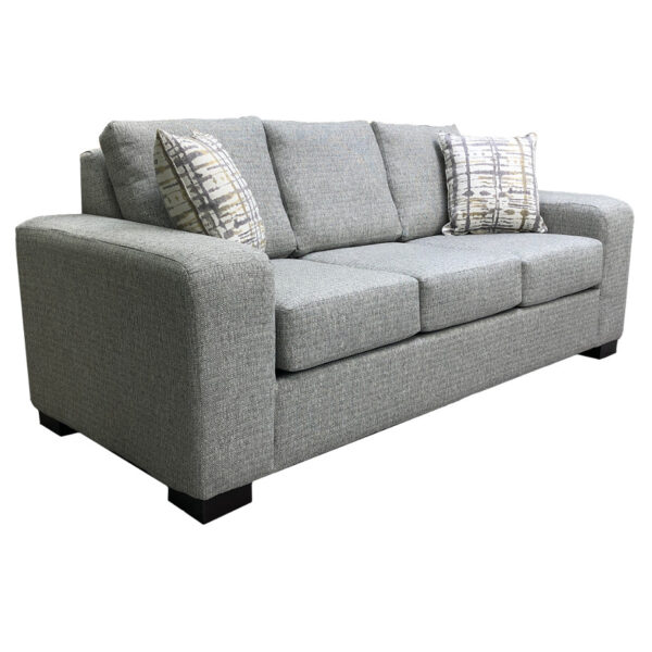 modern crenshaw sofa with box arms in custom grey fabric