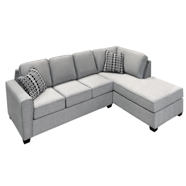holyfield sectional in modern grey fabric with corner chaise seat