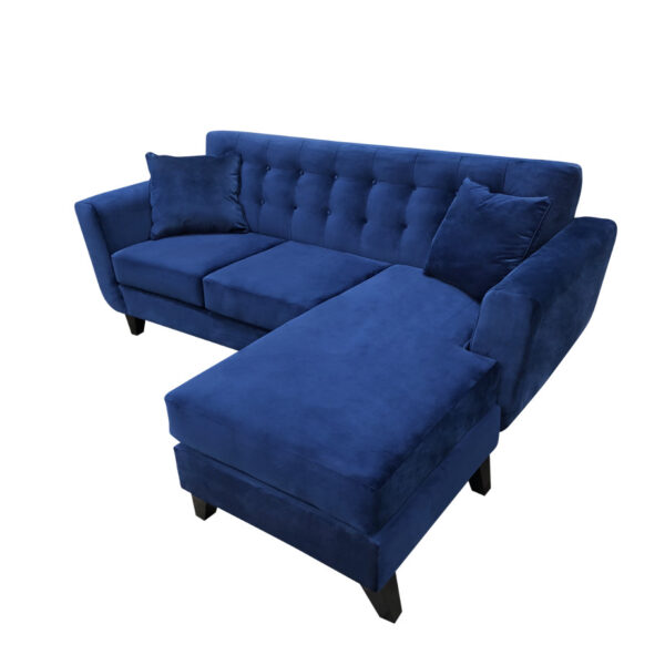 kitsilano sectional with reversible chaise in rich blue fabric