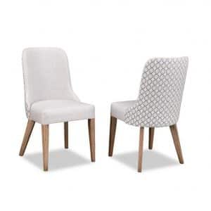 electra upholstered modern dining chair shown front and back