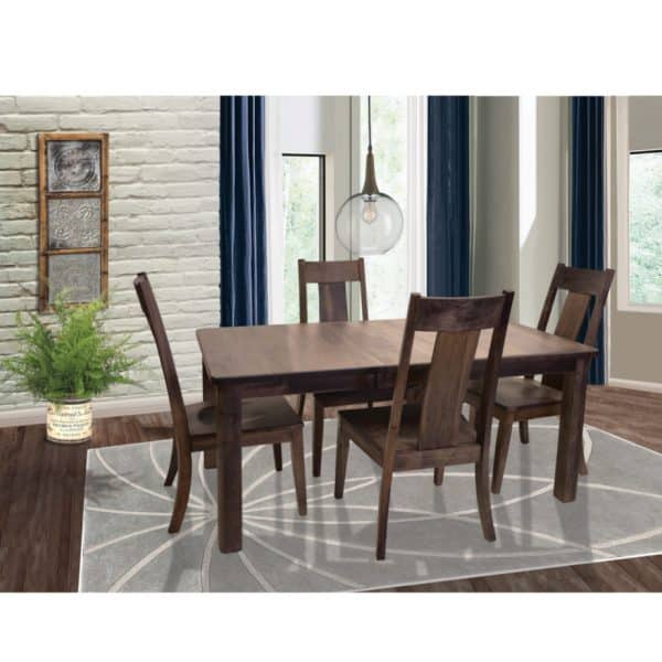 solid wood hazelton rectangular dining table with 4 chairs