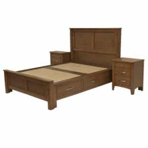 hazelton storage bed in solid wood with under bed drawers