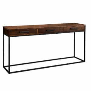 Muskoka Long Console Table with 3 Drawer and metal frame