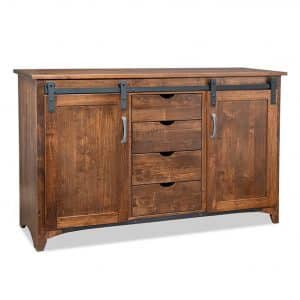 rustic farmhouse solid wood glen garry barn door console