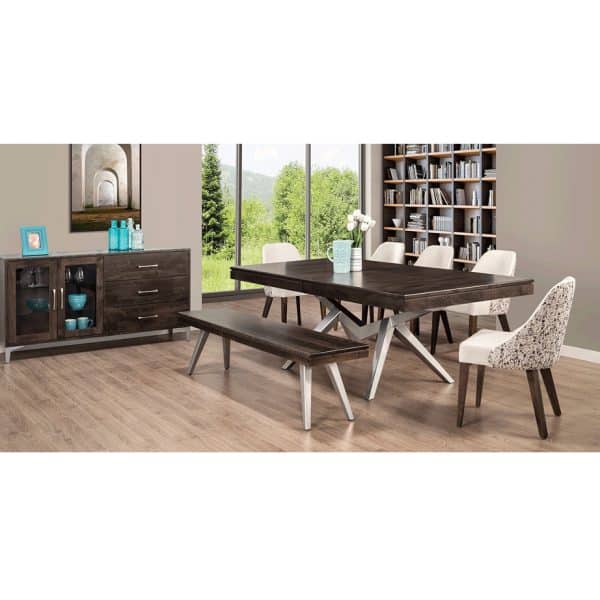 Laguna Modern Dining Room in solid wood with metal accents