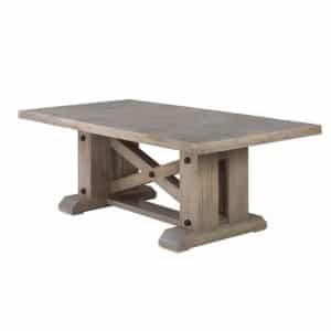 Acton Central Trestle Table solid rustic wood table with heavy base