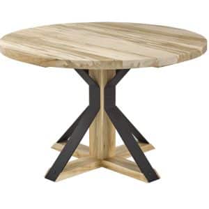 Canadian made Hyde Round Table with rustic metal details