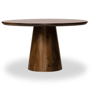 solid rustic wood statland round table with drum style base