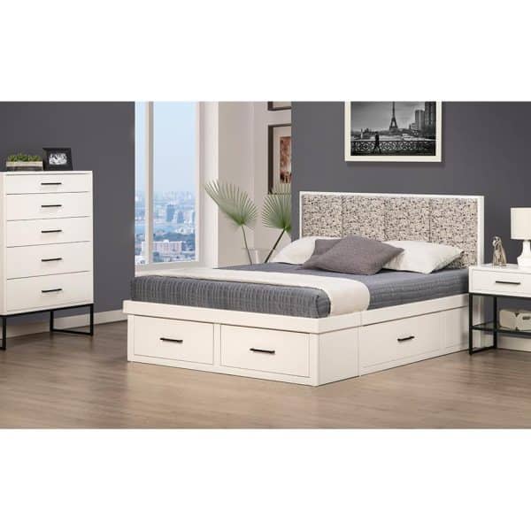 painted white Electra Bedroom with storage drawers