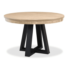 Belmont Metal Base Table solid wood made in canada round dining table